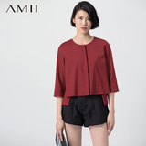 Amii女装2016新款外套大码宽松女装通勤新品拼接短款棉新款短外套