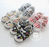外贸儿童帆布鞋日本原单男女童宝宝迪士尼婴儿魔术贴学步鞋超轻鞋