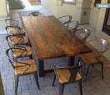 美式复古实木餐桌做旧家具电脑办公桌原木饭桌现代简约餐桌椅组合