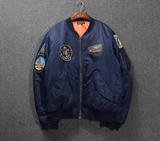 美国二战空军飞行员夹克棉服MA1日系复古潮牌男款徽章外套加厚