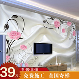 电视背景墙纸壁纸大型壁画客厅卧室温馨浪漫田园3D立体玫瑰花