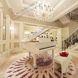 简约现代 客厅地毯 圆形地毯粉色几何图案 钢琴用地毯 地垫定制