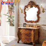 欧式浴室柜红橡木纯手工雕花落地卫生间仿古卫浴镜柜组合新款特价