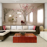 大型3D欧式壁画 钢琴 拓展空间客厅卧室墙纸沙发电视背景墙壁纸树