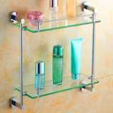 全铜浴室置物架 卫生间化妆品架 2层 双层玻璃架子 卫浴五金挂件