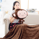 可爱卡通情侣猴子抱枕被子两用空调被办公午休枕头汽车靠垫夏凉被