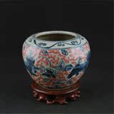 热卖手绘青花釉里红狮子纹围棋罐 天字罐 做旧仿明代古瓷器 收藏