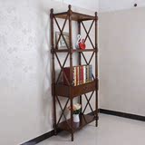 欧式书架美式全实木书架 简易多层置物架 宜家学生书架子落地书柜