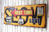 Loft工厂风美式乡村复古做旧金属酒吧立体装饰画66号公路墙壁饰挂