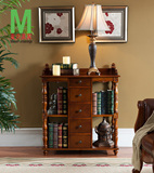 包邮美式实木简易书架 杂志架创意雕花书柜 欧式现代简约靠墙桌