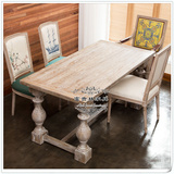 特价美式乡村餐桌欧式餐桌复古做旧餐桌实木餐台法式餐桌桌椅组合