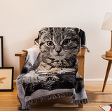 新品简约现代猫喵星人卡通休闲沙发毯巾四季毯飘窗垫装饰毯壁挂毯