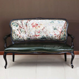 现货 美式双人沙发椅 新古典双人沙发 欧式 法式实木沙发椅咖啡厅
