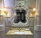 高端欧式白色描金浴室卫生间镜子壁挂梳妆化妆镜洗漱镜玄关镜定制