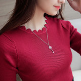 2016韩版秋季新款女装针织衫打底衫长袖毛衣女套头短款打底衫上衣