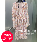Yomi法国代购 春夏特价 pinko  群子 连衣裙 中长款 雪纺花朵