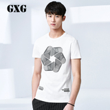 GXG男士短袖T恤纯棉夏季男装韩版圆领t青年修身白色t恤潮62844012