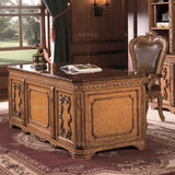 美式实木雕花书桌 欧式高档大理石电脑桌 书桌 奢华老板桌办公桌