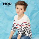 MQD长袖男童休闲儿童圆领新款纯棉大童条纹夏装B类T恤D16100503