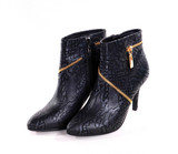 哈森女鞋2014冬季新款专柜正品高跟时尚真皮蛇皮女短靴HA42401