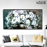 欧式大幅纯手绘花卉油画横版沙发墙装饰客厅挂画卧室床头壁画横幅