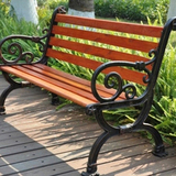 公园椅户外休闲园林椅子铸铝实木塑木防腐木长条排椅室外休息椅子