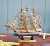 16cm迷你帆船模型 手工实木打造摆件 创意家居装饰品婚庆拍摄道具