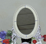 欧式金属镜子台式大号单面化妆镜复古公主镜镀银圆梳妆镜美容镜