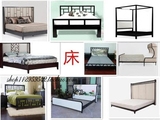 新中式床 样板房现代简约家具 酒店客房卧室双人床铺工厂定制直销