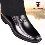 品牌男士皮鞋商务正装真皮黑色内增高鞋中年夏季透气单鞋头层牛皮