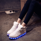 LED七彩发光鞋usp充电高帮白靴女鞋单鞋男鞋运动鞋情侣学生夜光鞋