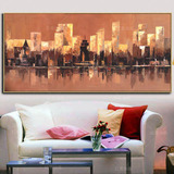 红星纯手绘工现代高档抽象风景油画中欧式厚刀客厅玄关装饰城市群