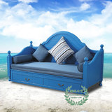 美式客厅书房推拉沙发床 韩式储物实木沙发床 地中海简约沙发定制