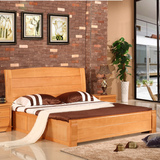 中式全实木床1.8米双人床1.5米简约现代榉木单人床原木色家具特价