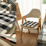 原  日系风 棉麻格子系带方形加厚海绵坐垫 椅垫 餐椅垫T