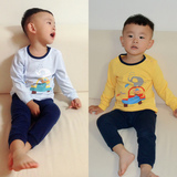 韩国专柜外贸中小童两件套男童宝宝家居服套装有机纯棉儿童睡衣