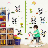可爱熊猫卡通贴画 幼儿园量身高贴墙贴纸儿童卧室墙壁背景装饰品