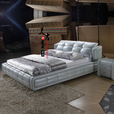 现代时尚真皮床气动高箱储物皮艺床简约小户型双人卧室家具软体床