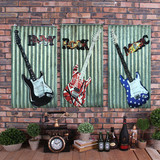 D创意美式乡村立体铁艺吉他壁饰墙面装饰画壁挂客厅背景墙装饰品