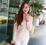 女装衬衫套头格子修身时尚寸衣立领橘粉色女式韩版秋装衬衣格纹