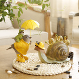 蘑菇堡创意树脂动物小鸟鸭子摆件田园欧式工艺礼品乔迁家居装饰