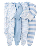 【现货】英国代购NEXT2015秋冬男女宝宝星星条纹长袖连身衣 4件组