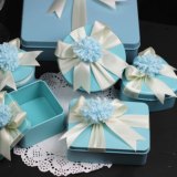 tiffany喜糖盒全漆蓝色欧式马口铁喜糖盒方圆形心型创意铁盒烟盒