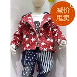 最新款秋冬男童中小童装外贸欧美风星星图案厚牛仔布韩版外套上衣