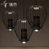 瑞京现代中式鸟笼吊灯客厅餐厅复古LED灯具铁艺创意复古茶楼灯饰