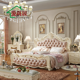 凯御诺欧式床1.8米真皮实木床1.5高箱储物婚床简欧公主法式双人床