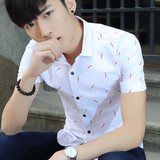 以純森馬夏季短袖衬衫韩版男装男士寸衫修身款学生休闲青年衬衣潮