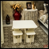 欧式小户型阳台桌椅现代简约白色咖啡桌创意小方桌茶几洽谈组合桌
