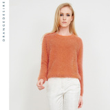 Orange2016春装新款欧美中性大牌圆领短款橘色宽松打底衫毛衫女