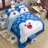 儿童哆啦A梦被罩全棉机器猫四件套双人卡通学生宿舍床单人三件套